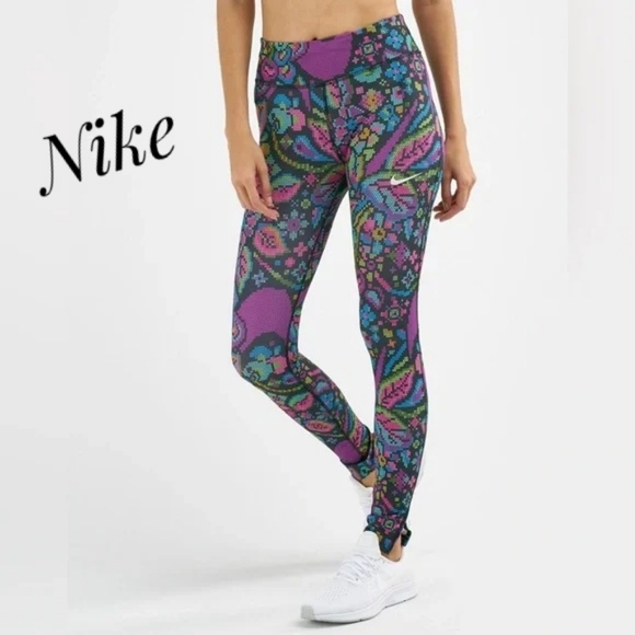 Nike Pants - Nike Colorful Print Running Leggings